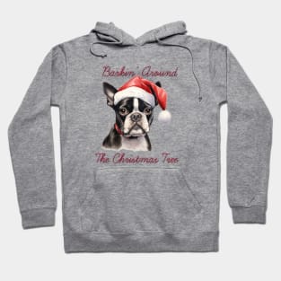 Christmas Boston Terrier Dog in Santa Hat Hoodie